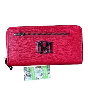 NWT Badgley Mischka Vegan Pebbled Leather Wallet Red